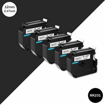 5PK Label Tape M231 M-K231 MK231 For Brother P-Touch PT-M95 85 90 70 80 65 12mm  • $8.54