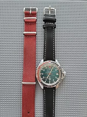 Men's Soviet Vostok Komandirskie Date Mechanical Watch New Leather Band & Papers • $49.99
