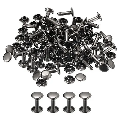 100 Sets Leather Rivets 8mm Double Cap Rivets 12mm Height Studs Gun-black • $17.96