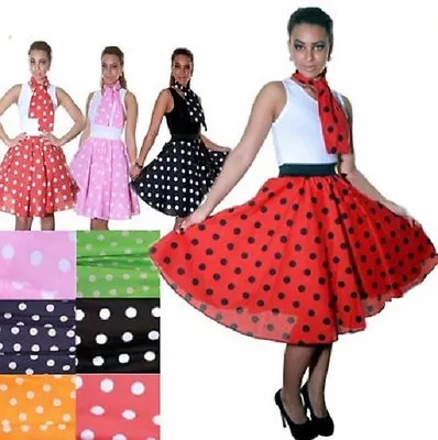 New Ladies Women 50s Rock N Roll Swing Circle Skirt Or Scar Fancy Dress Costume • £3.99