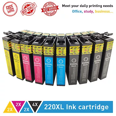 10 X Ink Cartridges 220XL For WF2630 WF2650 XP220 XP320 XP324 XP420 • $28.89