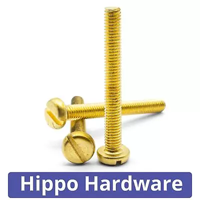 M4 (4mm) Solid Brass Slotted Pan Head Machine Screws Slot Drive Bolts DIN85 • £5.53