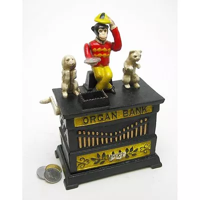 SP1473 -   Organ Grinder's Performing Monkey Foundry Iron Mechanical Bank • $84.99