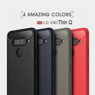 For LG V40 Thin Q Case Soft Brush Carbon Fiber Texture Back Cover For LG V40 Thi • $11.99