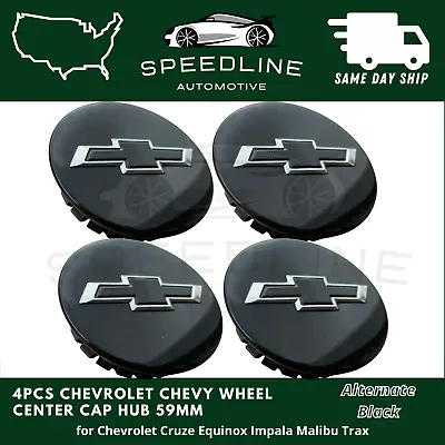 4x Black Wheel Hub Center Cap For Chevrolet Cruze Equinox Impala Malibu Trax New • $22.99