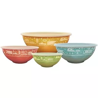 Melamine Bowls With Lids - 4 BPA Free Nesting Bowls With Lids Set For Indoor ... • $46.62