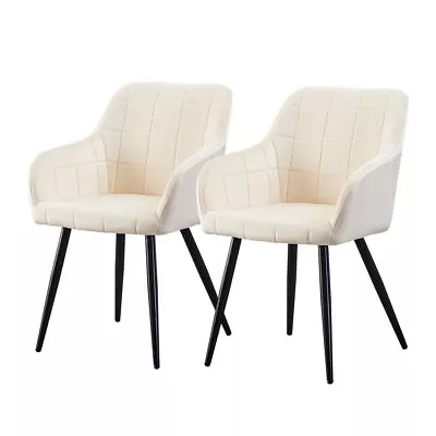 2 X Dining Chairs Set Velvet Padded Seat Metal Legs Kitchen Armchair Home Office • £113.99