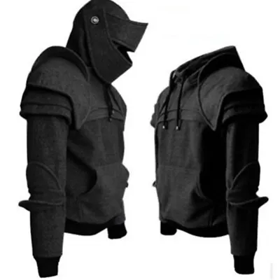 Medieval Retro Warrior Soldier Knight Mask Armor Knee Casual Jacket Hoodie • £34.55