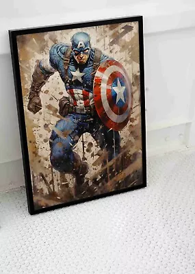 Captain America Poster Abstract Print Image Wall Art  -a4 A3 Size • £8.95