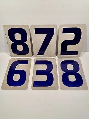Vintage Gas Station / Pump Price Numbers METAL DOUBLE SIDED Exxon Mobil ? BLUE • $85