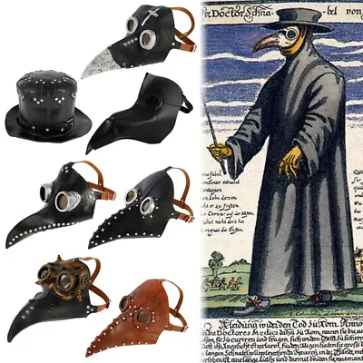 Steampunk Plague Doctor Costume Mask Birds Long Nose Beak Latex Halloween AU⋌ .w • $23.79