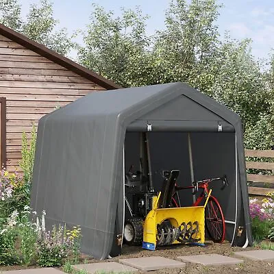 2.8m X 2.4m Garden Garage Storage Tent Metal Frame Bike Shed W/ Zipper Doors • £179.99