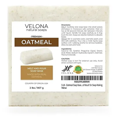 2451025 LB - Oatmeal Soap Base By Velona | SLS/SLES Free | Melt And Pour • $918.87