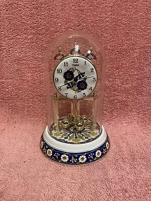 Vintage Timex Floral Anniversary Porcelain Glass Dome Clock • $25