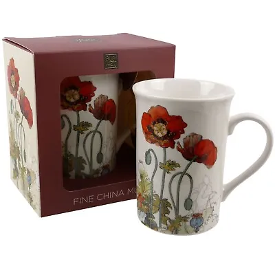 £9.99 • Buy Poppy Poppies Illustration China Mug Gift Boxed Bug Art