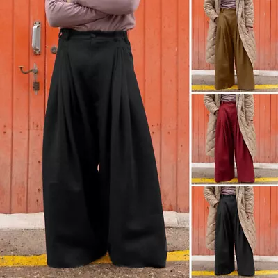 Mens Gypsy Hippie Wide Leg Trousers High Waist Beach Yoga Palazzo Long Pants US • $28.45