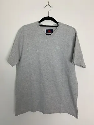 KAPPA Logo Grey V-Neck Short Sleeve Tee Men's T-Shirt Size Medium M • £8