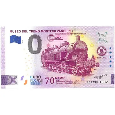 £3.18 • Buy 0 € Zero Euro Souvenir Note Italy 2023 - Montesilvano Train Museum (pe)