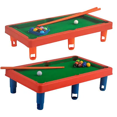 Kids Mini Plastic Table Top Pool Play Snooker Game Set With Cues Balls • $21.15