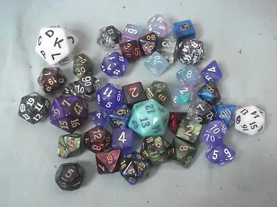 Lot Of 43 Polyhedral Dice 4 6 8 10 12 And 20 Sides Nice Shape! • $19