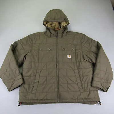 Carhartt Jacket Mens 2XL Gray Rain Defender Insulated Puffer Quilted Work Coat • $79.98