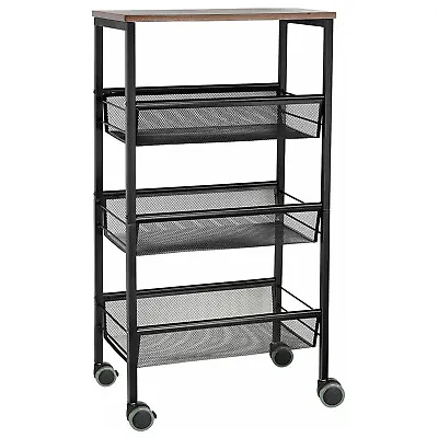 3-Tier Kitchen Microwave Cart Utility Workstation Storage Shelf Rack W/Wheels • $33.99