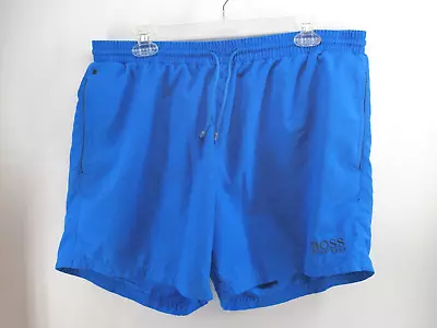 Mens Hugo Boss Blue Swim Trunks Sz 2XL Shorts Blue Lined Elastic Waistband • $19.99