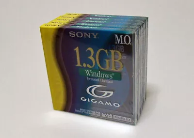 5x Unopened SONY 3.5inch 1.3GB Gigamo Rewritable MO Disk (Windows Formatting) • $50