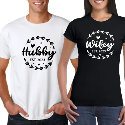 Personalised T Shirt Wifey Or Hubby Wife Husband Valentines Wedding Gift Top Tee • £8.95