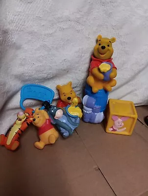 Lot Of Disney Winnie The Pooh Classic Bath Toys Vintage Rubber + Johnsons Shampo • $11