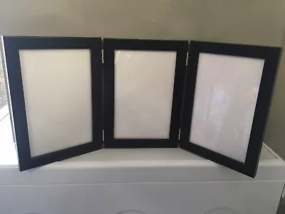 £7.60 • Buy Black Triple 3 Picture Vertical Double Hinged Folding Photo Frame 6 X 4 Gift 4x6