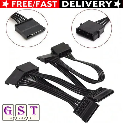 $7.06 • Buy 4 Pin SATA Power  IDE To 5-Port 15Pin Splitter Hard Drive Cable For HDD SSD AU