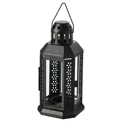 Ikea ENRUM Lantern For Tealight In/outdoor Romantic 22cm [Black] • £10.99