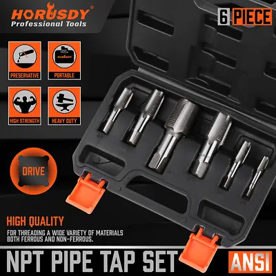 $31.73 • Buy 6 Pcs NPT Pipe Tap Set 1  3/4  1/2  3/8  1/4  1/8  With Case Carbon Steel Inch
