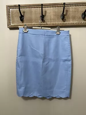 J Crew Women’s Scalloped Pencil Skirt NWT! Size 2 L1133 Matisse Blue • $24.49