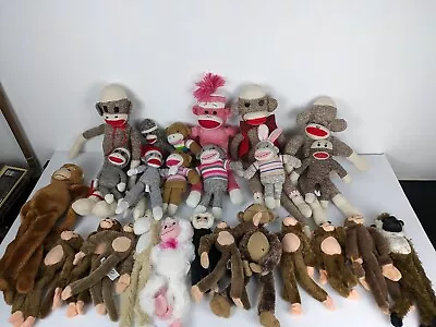 Huge Lot Of 25 Monkey Plush Knit Many Of Them Sock Monkeys Dolls Stuffed Animal • $99.99