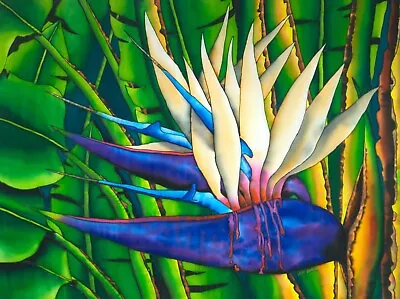 Original Silk Art By Daniel Jean-Baptiste Of A White Bird Of Paradise Flower • $3500