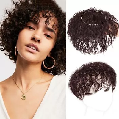 3D Hair Bangs Topper Fake Hair Piece Head Top Wig Block Corn Curly Bangs • £3.50