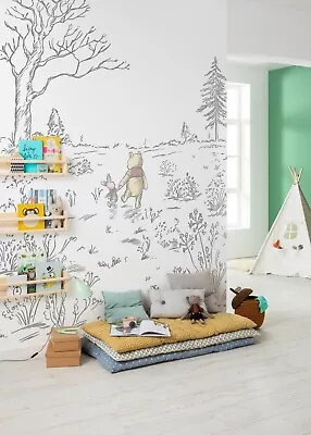 Baby Bedroom Wallpaper Mural 78x110 Inch Giant Size Disney Winnie Pooh Walk Art • £118.99