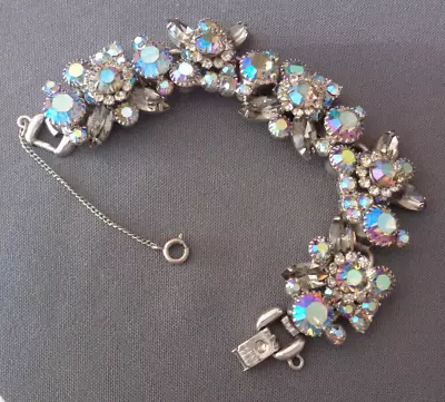 Juliana D&E Bracelet 5 Link Prong Set Rhinestone Silver With Aurora Borealis AB • $49.99