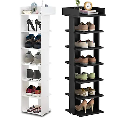 Narrow Tall 7 Tier Shoe Rack Storage Shelf Hallway Door Corner Organiser Stand • £19.59