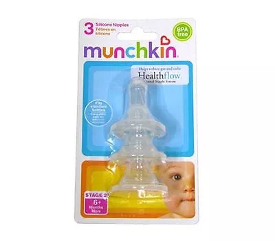 3 Munchkin Standard Bottles Silicone Nipples Stage 2 - Medium Flow 6+mo BPA Free • $3.95