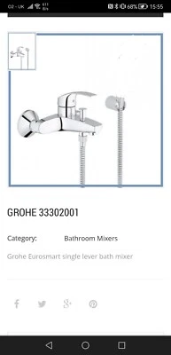 £50 • Buy Grohe Eurosmart Single Lever Bath Mixer Set 33302001 (comes Without Shower Head)