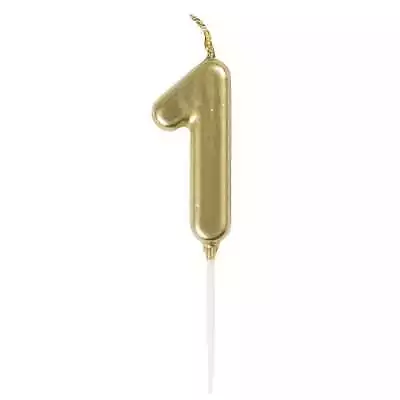 Gold Number 1 Candle Cupcake Cake Birthday Party Supplies Decorations • $2.99