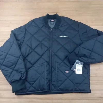 Dickies Diamond Quilted Water Resistant Full Zip Nylon Jacket Firestone Tires XL • $55