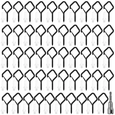 50Pcs Cup Screw-in Hooks Set 40lbs Square Snap Hanging Hook With Nut SeQtJ • $27.09