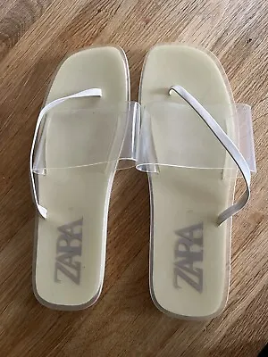 £4.99 • Buy Zara Cream Sandles Flip Flops Size 41