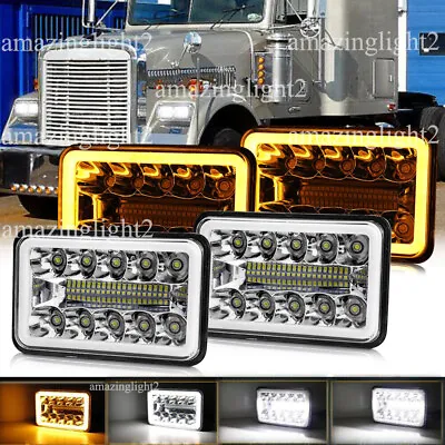 4X6  LED Headlights Hi/Lo Halo DRL Fit Freightliner Classic FLD120 XL Semi Truck • $55.99