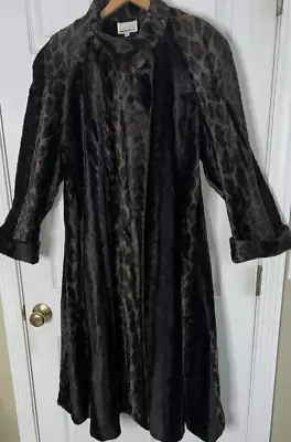 VTG Women Sz 12 Large Lorovi Faux Fur Coat Jacket Leopard Animal Print Long • $49.99