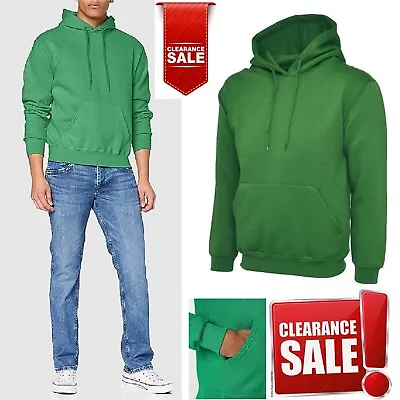 Men's Soft Hoodie Sweatshirt Casual Pullover Jumper Sweat Fleece Top Green L • £7.50